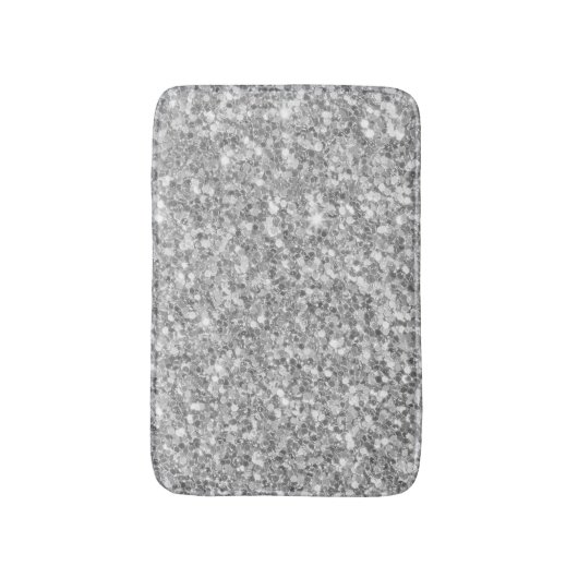 Glanzend grijs en wit glitter badmat (Voorkant Verticaal)