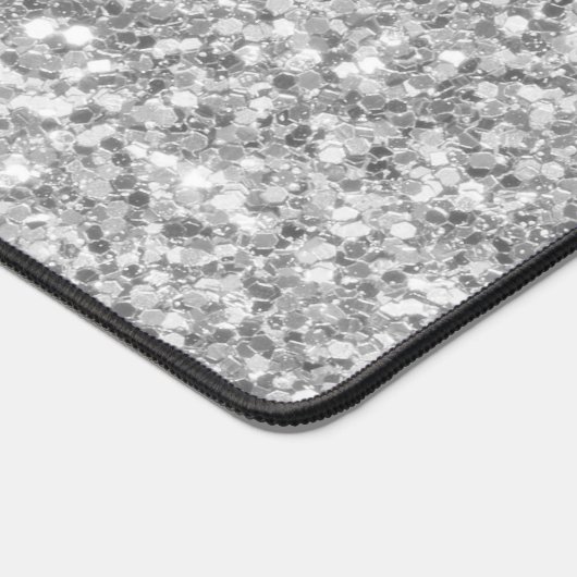 Glanzend grijs en wit glitter bureaumat (Hoek)