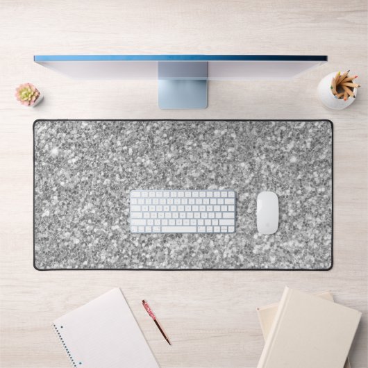 Glanzend grijs en wit glitter bureaumat (Kantoor 1)