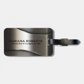 Glanzend Grijs Metallic Modern Geometrisch Ontwerp Bagagelabel (Achterkant horizontaal)