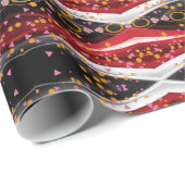 Glanzend inpakpapier Abstract Rood Zwart Wit (Rol Hoek)