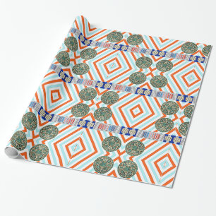Glanzend Inpakpapier, Aztekenstreep Cadeaupapier