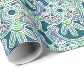 Glanzend Inpakpapier groen bohemian (Rol Hoek)