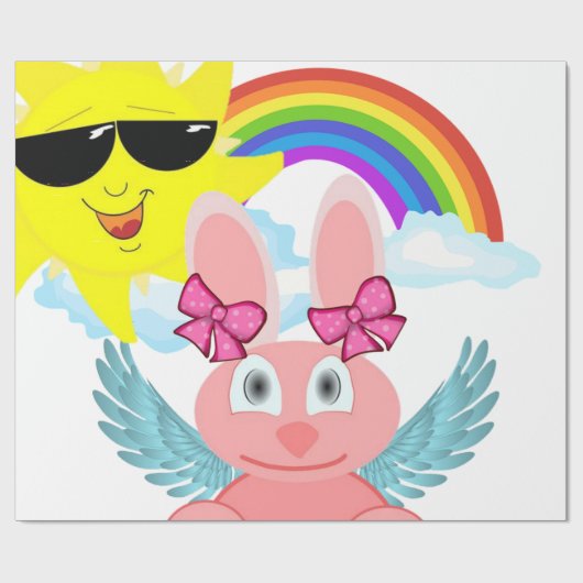 Glanzend inpakpapier, Rainbow Rabbit Sun Cadeaupapier (Vlak)