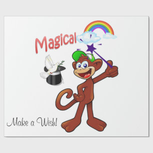 Glanzend Inpakpapier, Regenboog Aap Magisch Cadeaupapier