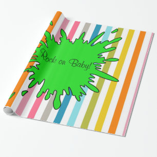 Glanzend Inpakpapier, Rocks Rock on Baby! Streep Cadeaupapier