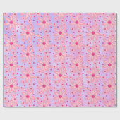 Glanzend Inpakpapier Roze Bloemen (Vlak)