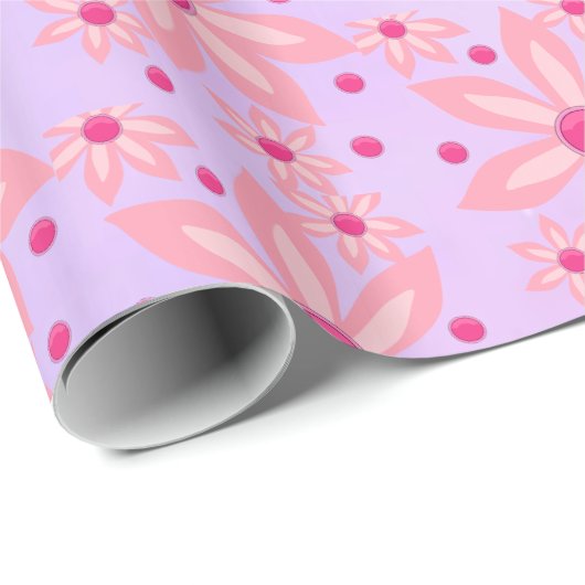 Glanzend Inpakpapier Roze Bloemen (Rol Hoek)