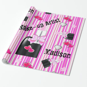 Glanzend Inpakpapier, Roze Lippenstift Roze Streep Cadeaupapier
