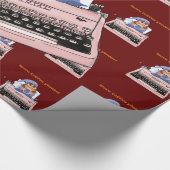 Glanzend Inpakpapier, Roze Schrijfmachine Koffie Cadeaupapier (Hoek)