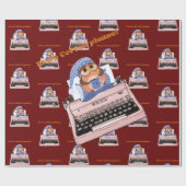 Glanzend Inpakpapier, Roze Schrijfmachine Koffie Cadeaupapier (Vlak)