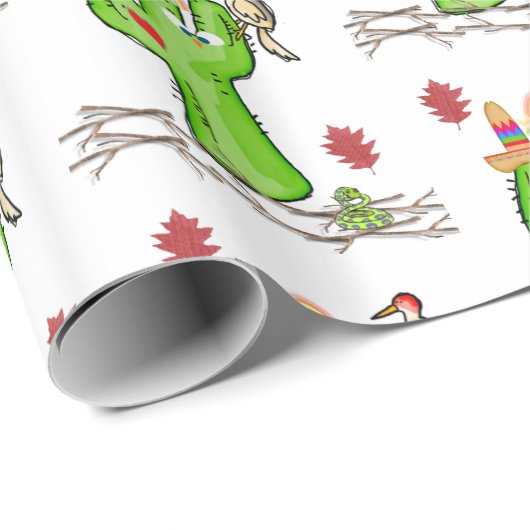 Glanzend inpakpapier Snake Cactus Bird (Rol Hoek)