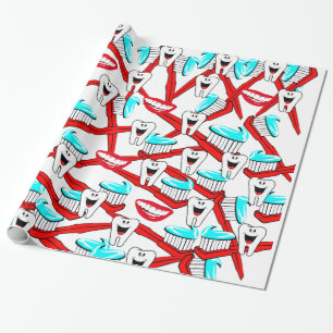Glanzend Inpakpapier, Tandenborstel Tandenpoets Ta Cadeaupapier