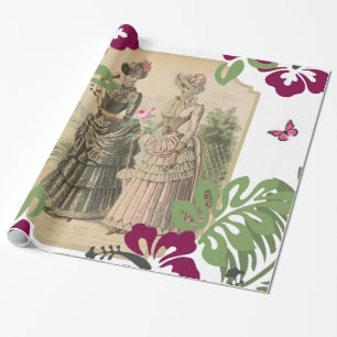 Glanzend Inpakpapier, Victoriaanse Bloemen Cadeaupapier