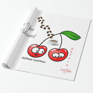 Glanzend Inpakpapier, Voor Na Coffee Cherrie Cadeaupapier