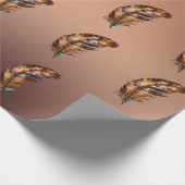 Glanzend Koperkleurig Papier Bruine Gouden Veren (Hoek)
