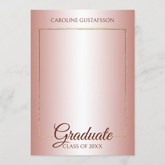 Glanzend koraal Blush roze goudvormig Afstuderen Aankondiging (Voorkant)