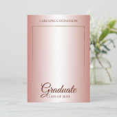 Glanzend koraal Blush roze goudvormig Afstuderen Aankondiging (Staand voorkant)