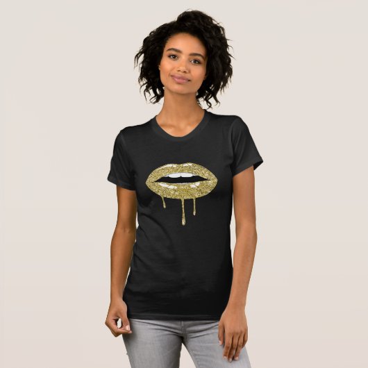 Glanzend luxe glam met glitterdruppelaar t-shirt (Voorkant volledig)