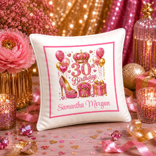 Glanzend Magenta Goud Glitter 30e Verjaardag Kusse Kussen