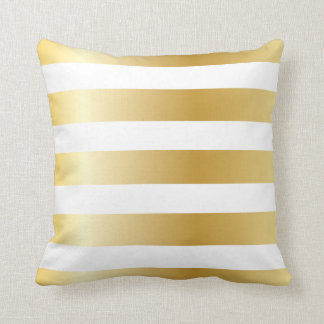 Glanzend metallic breed gouden streeppatroon kussen