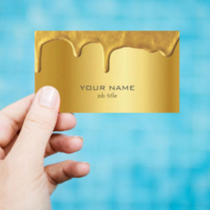 Glanzend metallic goud met druppels Fancy Visiteka Visitekaartje