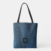 Glanzend metallic levendig blauw abstract Monogram Draagtas (Achterkant)