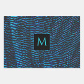 Glanzend metallic levendig blauw abstract Monogram Inpakpapier Vel (Voorkant 3)