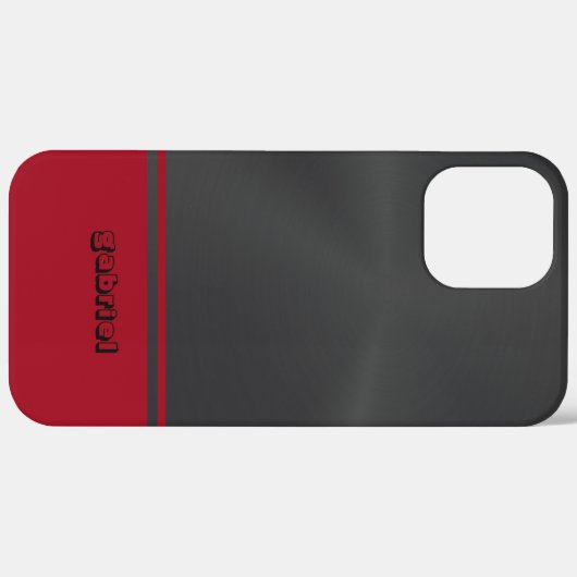 Glanzend Metallic Zwart en Rood Case-Mate iPhone Case (Achterkant (horizontaal))