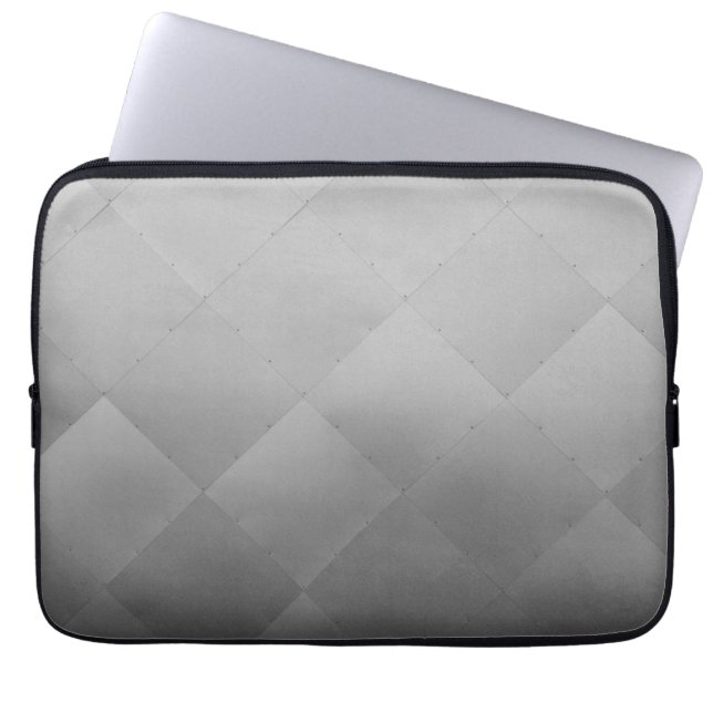 Glanzend Modern Geruit Metaal Zilver Laptop Sleeve (Voorkant)