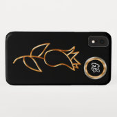 Glanzend Monogram Bling Bloem Ontwerp Case-Mate iPhone Case (Achterkant (horizontaal))