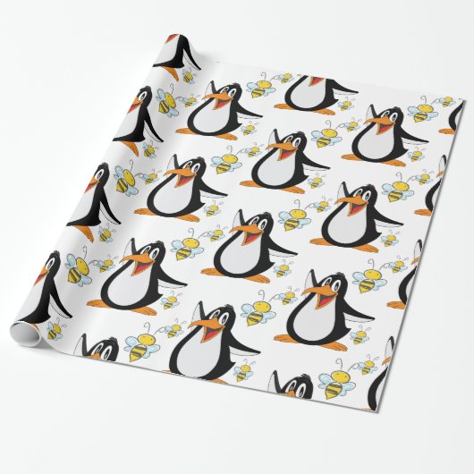 Glanzend omlooppapier Penguin Bumblebee Cadeaupapier (Uitgerold)