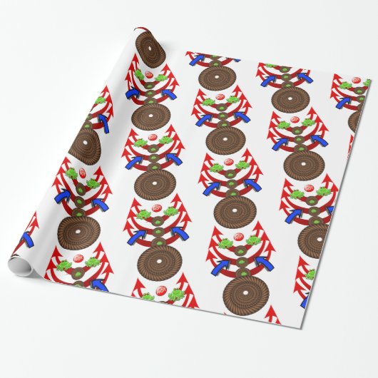 Glanzend omlooppapier, penseelpijlen cadeaupapier (Uitgerold)
