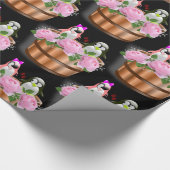 Glanzend omlooppapier, roze pinguïns cadeaupapier (Hoek)