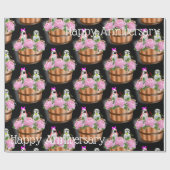 Glanzend omlooppapier, roze pinguïns cadeaupapier (Vlak)