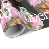 Glanzend omlooppapier, roze pinguïns cadeaupapier (Rol Hoek)
