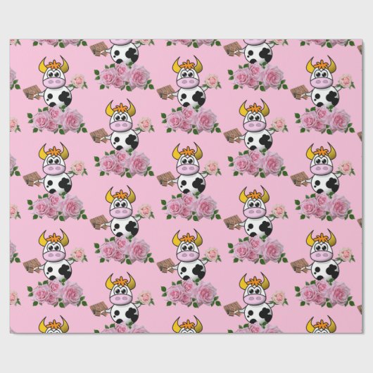 Glanzend omlooppapier, roze roze roze Koe chocolad Cadeaupapier (Vlak)