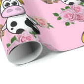 Glanzend omlooppapier, roze roze roze Koe chocolad Cadeaupapier (Rol Hoek)