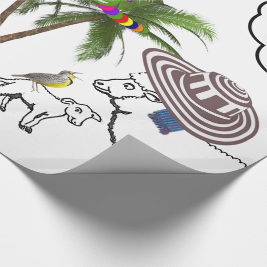 Glanzend omlooppapier, schapenpalmwolken cadeaupapier (Hoek)