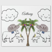 Glanzend omlooppapier, schapenpalmwolken cadeaupapier (Vlak)