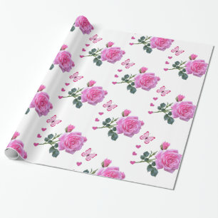 Glanzend omslagpapier, roze roze roze vlinder cadeaupapier