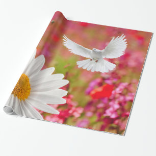Glanzend omslagpapier, witte dove roze Floral Cadeaupapier