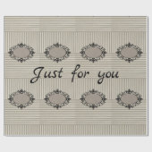 Glanzend oprapppapier Beige Stripe Black Cadeaupapier (Vlak)