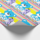 Glanzend opvulpapier Kleurig Teddy Bear Stripe Cadeaupapier (Hoek)