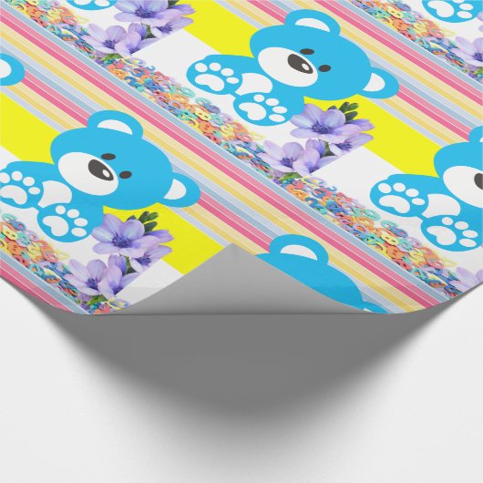 Glanzend opvulpapier Kleurig Teddy Bear Stripe Cadeaupapier (Hoek)