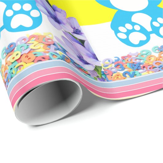 Glanzend opvulpapier Kleurig Teddy Bear Stripe Cadeaupapier (Rol Hoek)