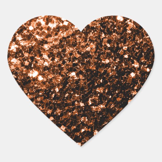 Glanzend oranje bruin koper hart sticker (Voorkant)