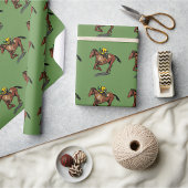 Glanzend overlooppapier voor paardenraces cadeaupapier