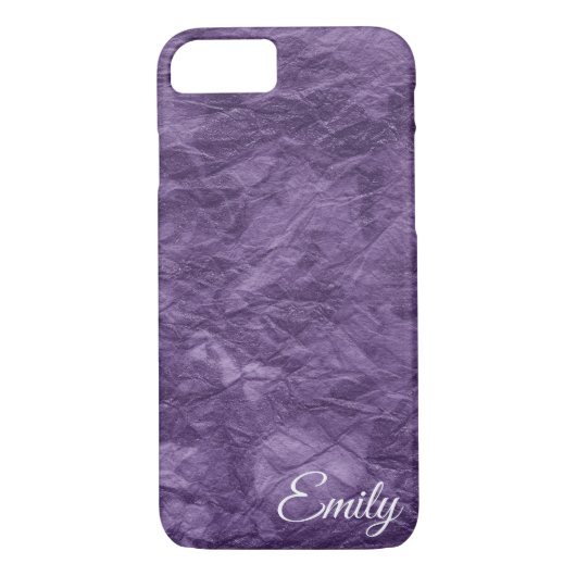 glanzend paars getextureerd papier met naam Case-Mate iPhone case (Achterkant)