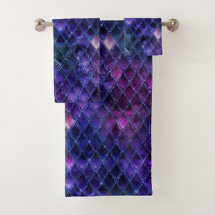 Glanzend Paars Ombre & Glitter Dragonschubben Bad Handdoek